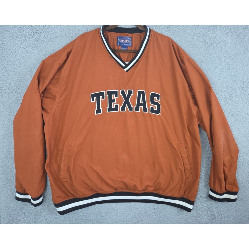 Vintage 90s Champs Jacket Texas Longhorns Mens 3XL Orange Pullover Sideline Read